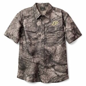 REALTREE FISHING Colosseum Purdue Boilermakers Short Sleeve Camo Shirt Sz M Hunt